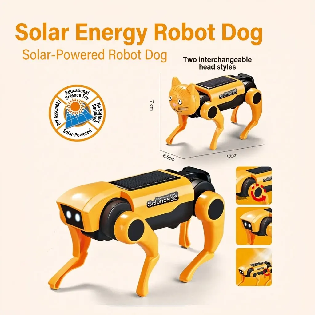 Smart Robot Dog STEM Kit Solar DIY Educational Science Assembly Quadruped Building Toy Experiment RC Remote Control Gift Kids thumbnail 2