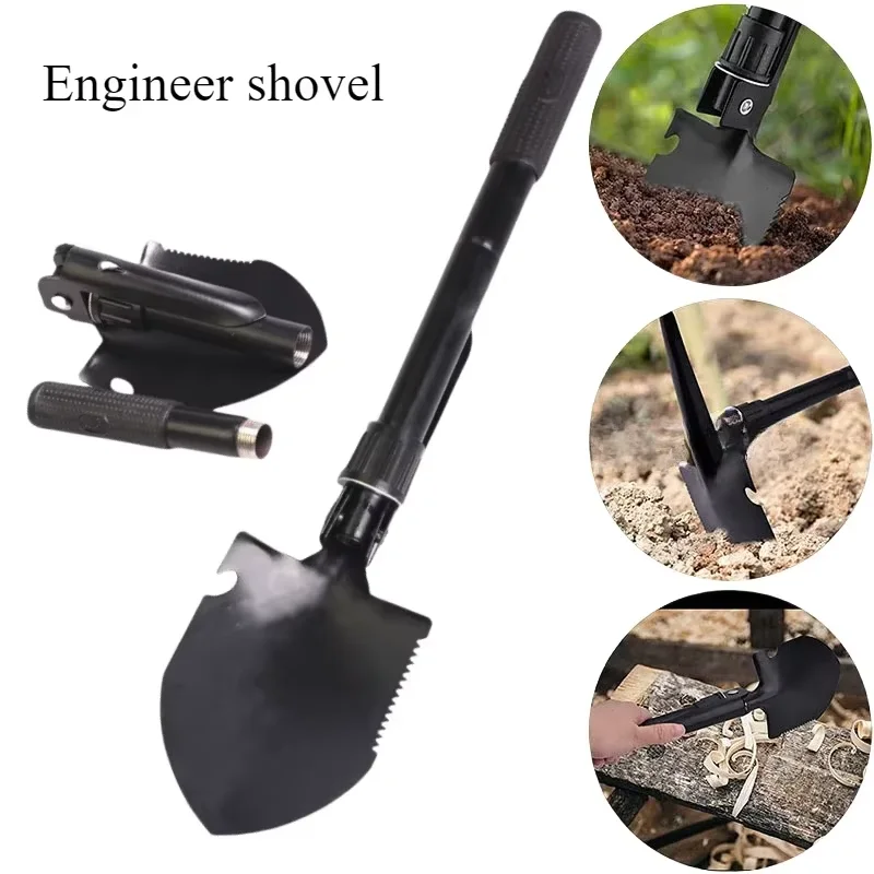Multi-functional foldable shovel, camping shovel equipment for outdoor use, survival engineer's special shovel, with a compass. thumbnail 4