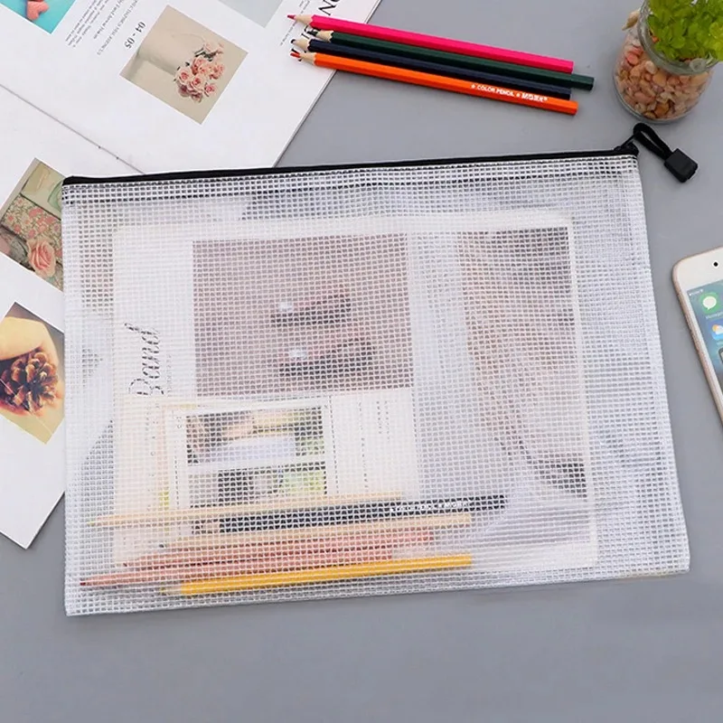 1pcs Waterproof Mesh Zipper Document Bag A3/A4/A5/A6 File Folder Storage Pouch for Office School Travel Makeup thumbnail 3