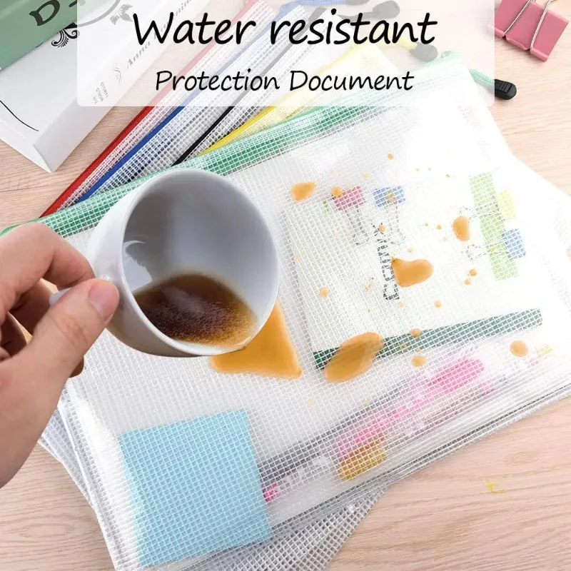 1pcs Waterproof Mesh Zipper Document Bag A3/A4/A5/A6 File Folder Storage Pouch for Office School Travel Makeup thumbnail 6