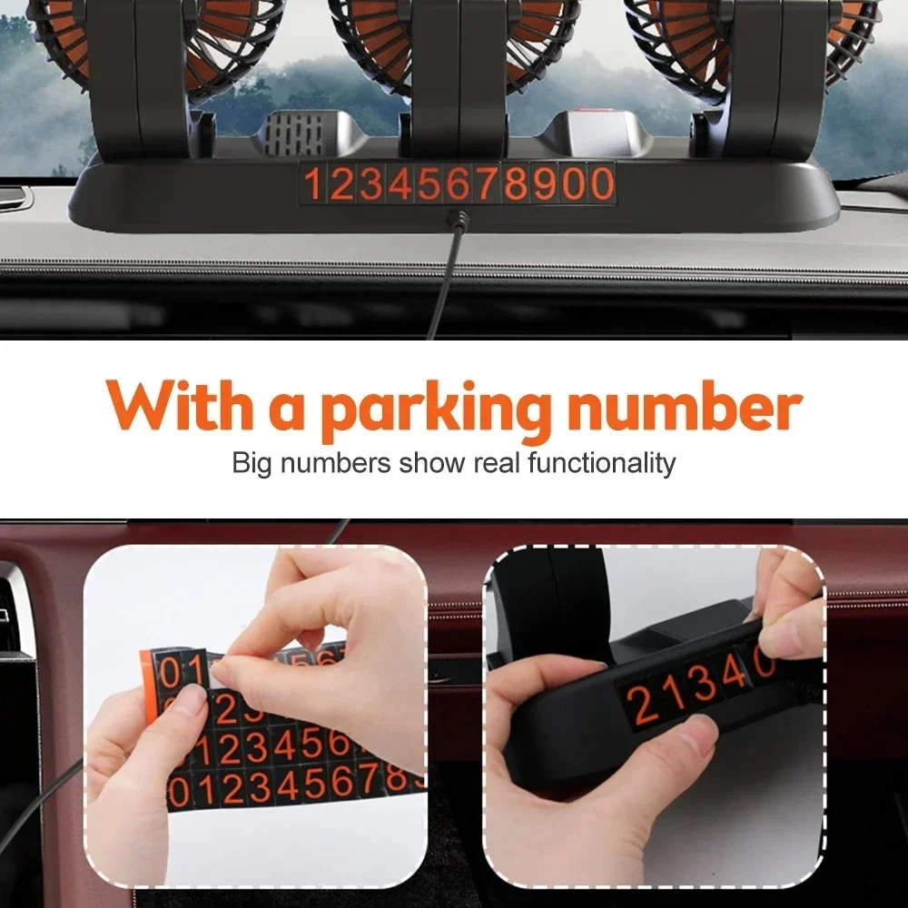 Car Fan 5V 12V 24V Car Cooling Fan 360° Adjustable Dual Head Air Fan USB 2Speeds Automotive Electric Fan For Dashboard RV Truck thumbnail 4