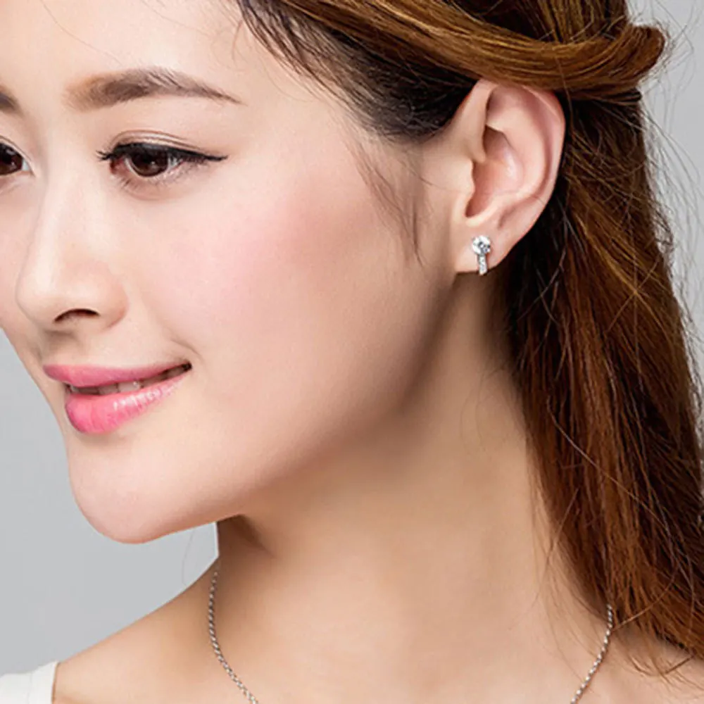 925 Sterling Silver Zircon Ear Buckle Earrings For Women Wedding Party Fashion Charm Jewelry thumbnail 4