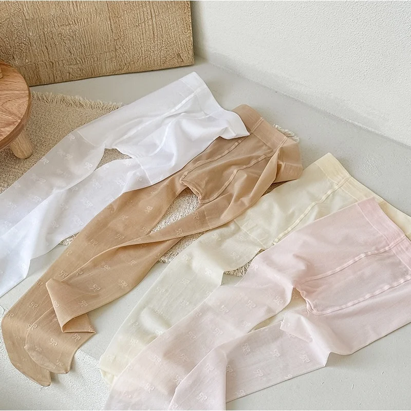 Summer Kids Thin Tights Girls Fashion Bow Print Stockings Baby Mesh Breathable Princess Pantyhose Children Ballet Dance Leggings thumbnail 4