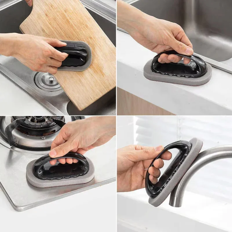 Magic Emery Sponge Brush Wipe Eraser Cleaner Kitchen Bath Rust Strong Decontamination Cleaning Tools With Handle Household Tools thumbnail 5