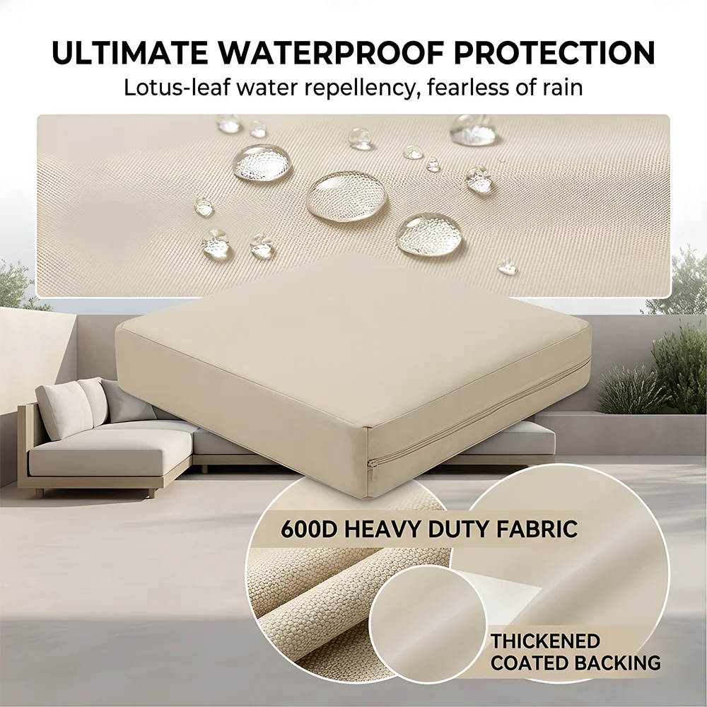 Replacement Patio Cushion Covers, 10 Size Options – Water Resistant Patio Chair Seat Covers, Universal Patio Cushion Slipcovers thumbnail 3