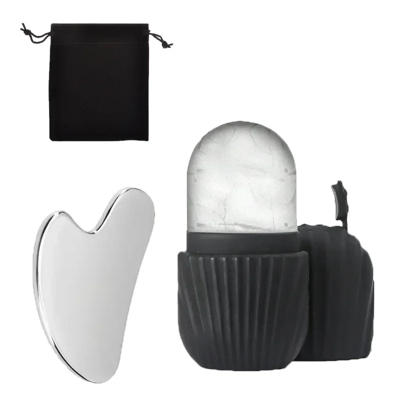 3PCS Ice Face Roller Stainless Steel Gua Sha Board Set Face Massage Tool Facial Massager Face Lifting Beauty Skin Care Tools