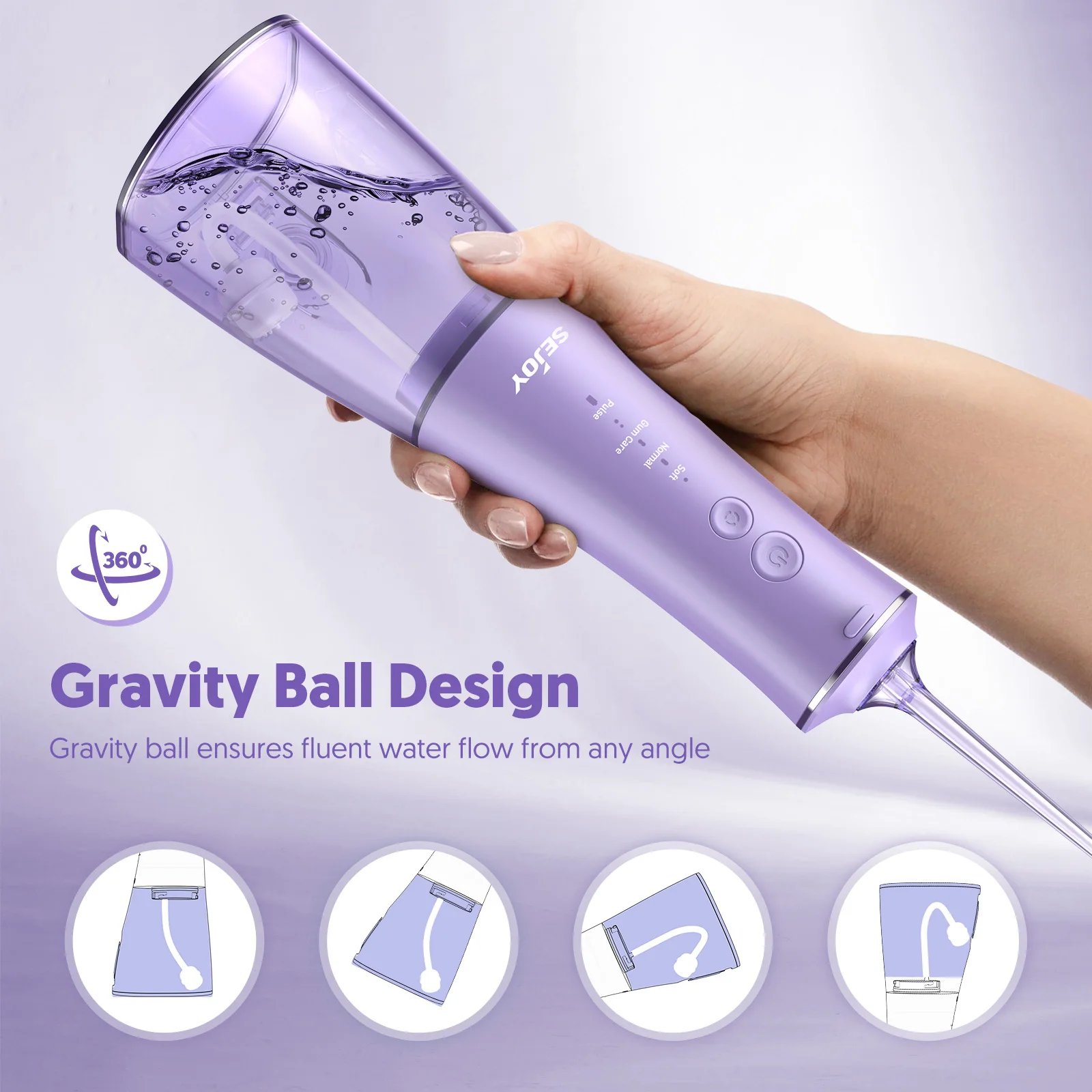 SEJOY Portable Oral Irrigator Water Flosser Dental Teeth Whitening 230ML Tank 5 Modes 8 Jet Tips Washing Machine thumbnail 5