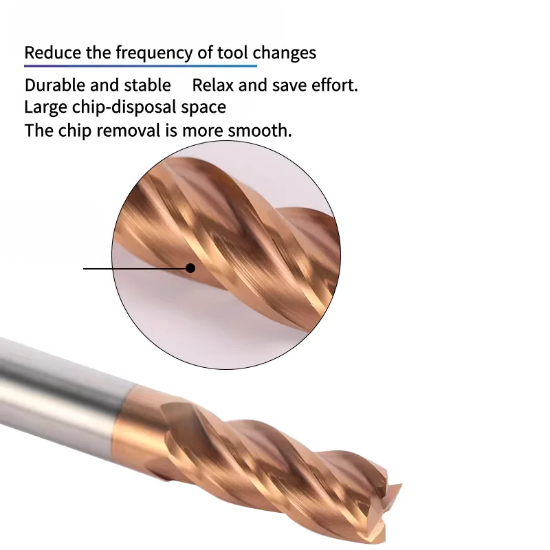 55-degree tungsten steel flat-bottom milling cutter with 4 cutting edges and hard alloy coating for steel, for CNC tooling thumbnail 3