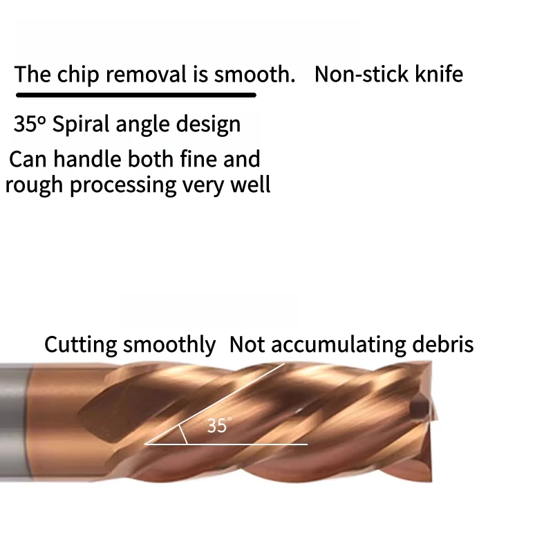 55-degree tungsten steel flat-bottom milling cutter with 4 cutting edges and hard alloy coating for steel, for CNC tooling thumbnail 2