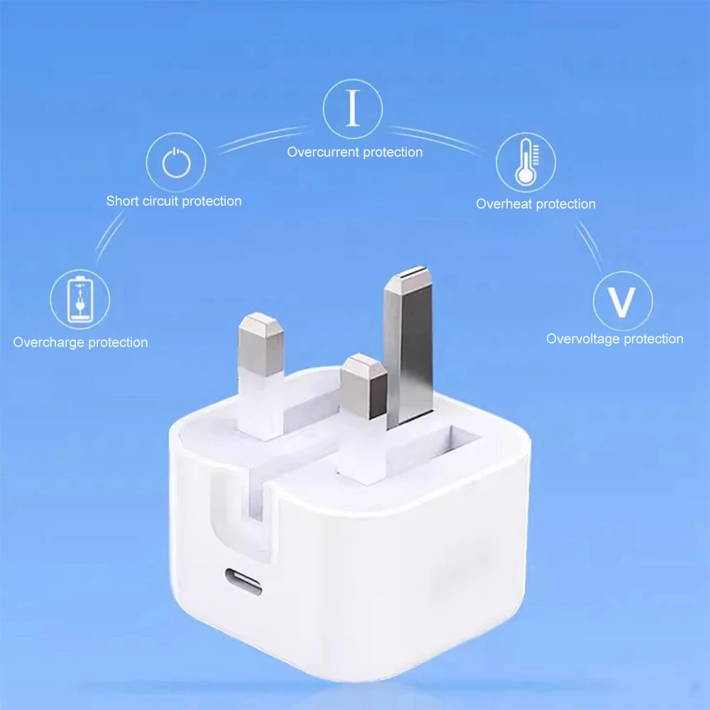 UK Plug Foldable 20W Mobile Phone Adapter With 2m Dual Type-C Mobile Phone Charging Cable Suitable for iPhone 15 16 thumbnail 4