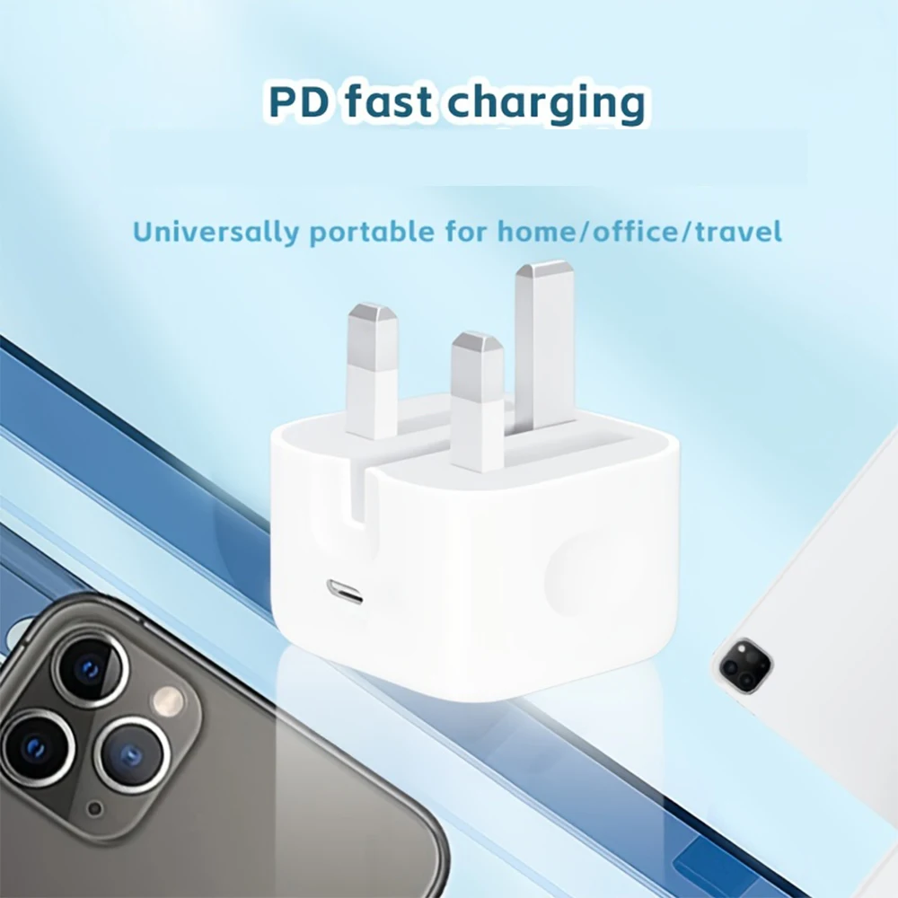 UK Plug Foldable 20W Mobile Phone Adapter With 2m Dual Type-C Mobile Phone Charging Cable Suitable for iPhone 15 16 thumbnail 2