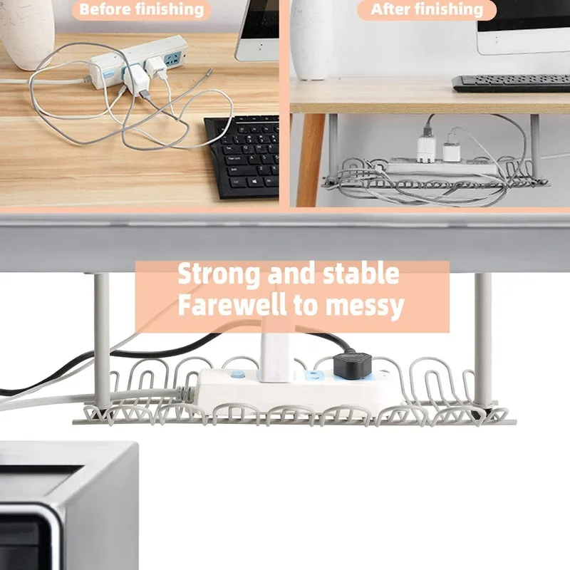 Under Desk Cable Management Tray Organizer,Cord Holder Wire Storage Box Rack Shelf for Home Office Computer Monitor Power Strip thumbnail 5