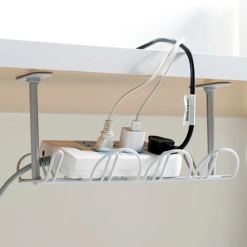 Under Desk Cable Management Tray Organizer,Cord Holder Wire Storage Box Rack Shelf for Home Office Computer Monitor Power Strip