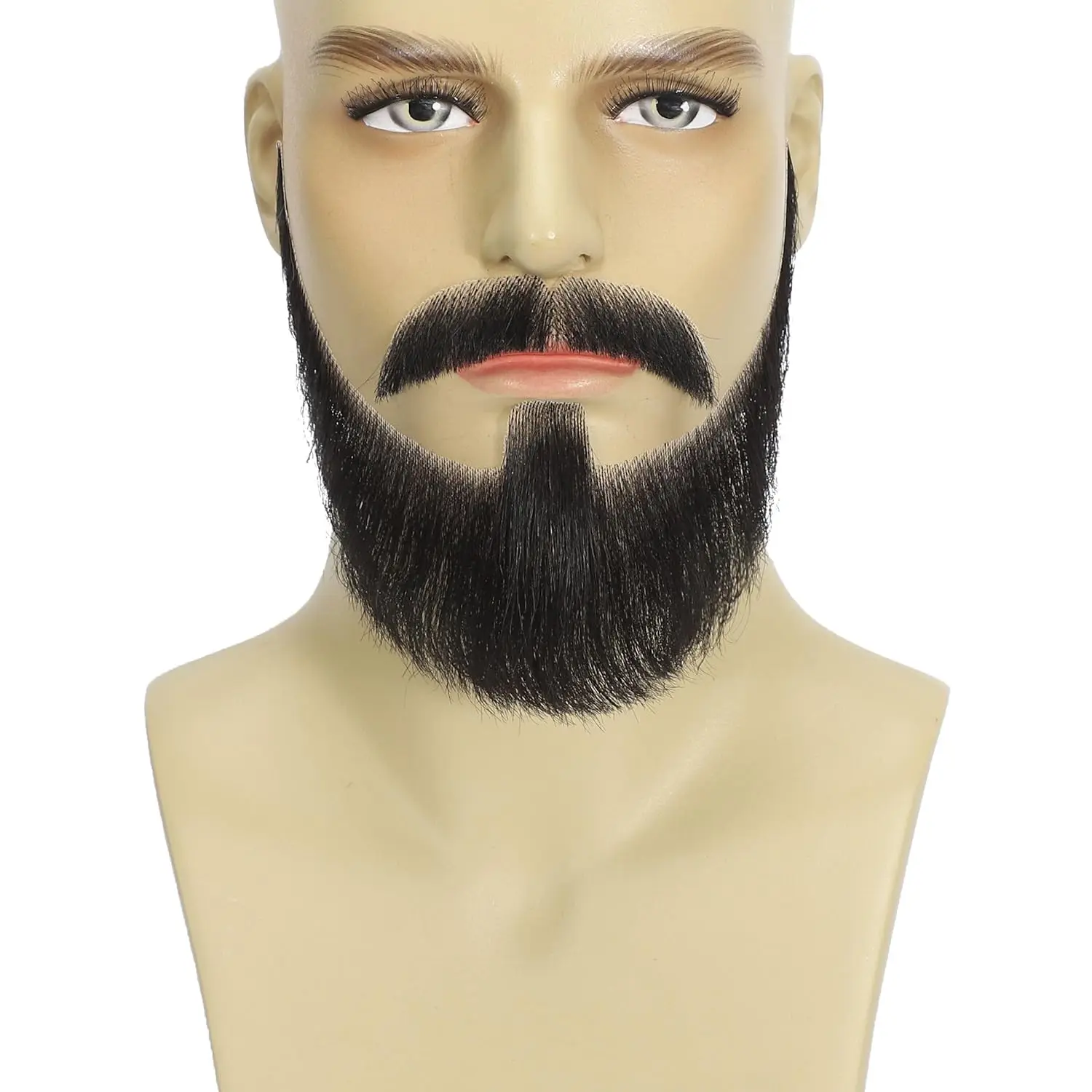 Fake Beard and Mustache Handmade with Human Hair Full Beard Style Realistic Mustache for Costumes Facial Hair Cosplay Theatrical