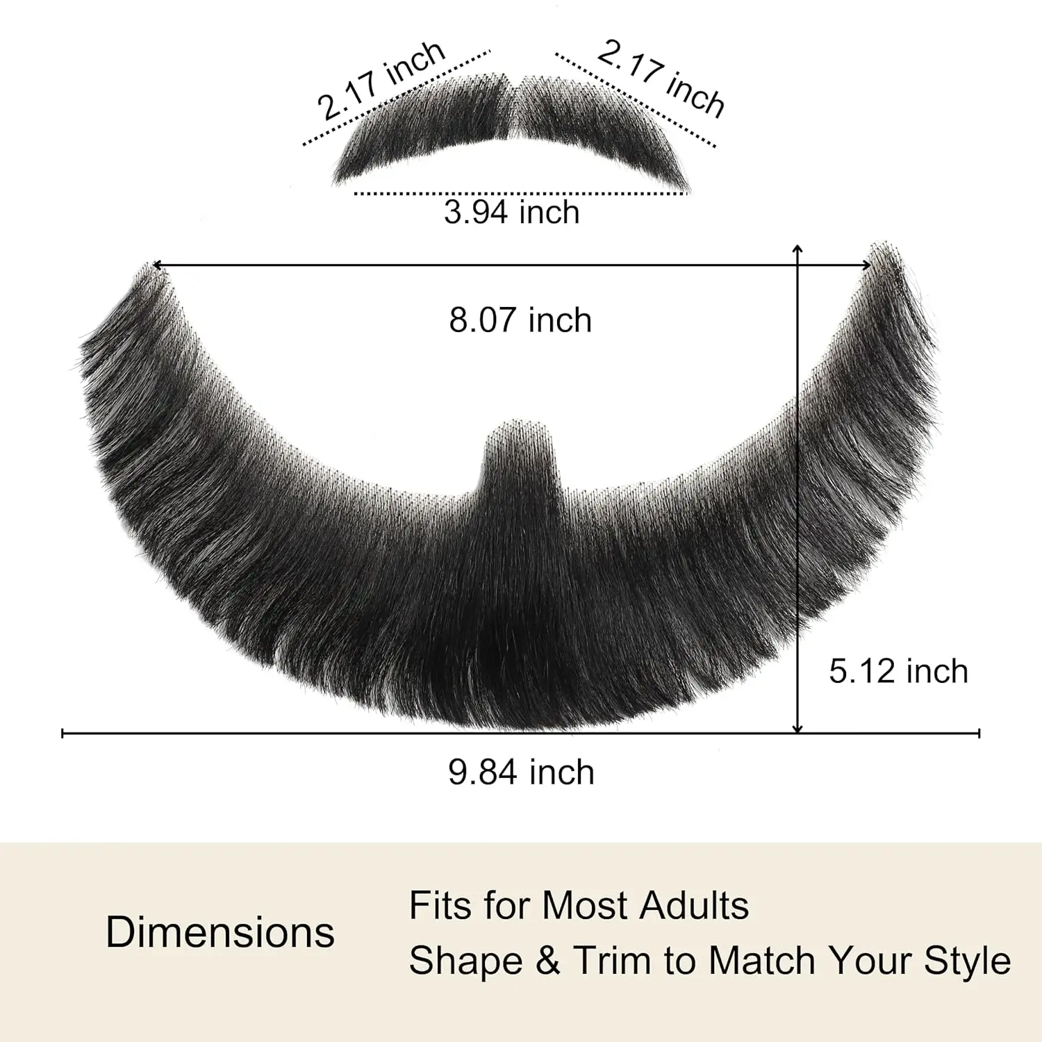Fake Beard and Mustache Handmade with Human Hair Full Beard Style Realistic Mustache for Costumes Facial Hair Cosplay Theatrical thumbnail 2