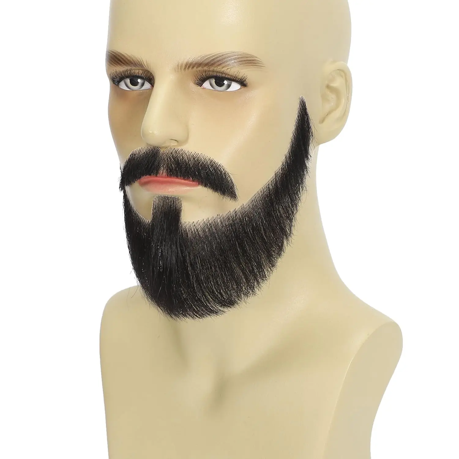 Fake Beard and Mustache Handmade with Human Hair Full Beard Style Realistic Mustache for Costumes Facial Hair Cosplay Theatrical thumbnail 5
