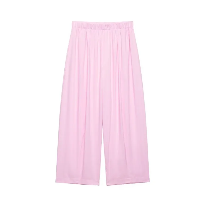 Women's Mid Waist Pants Set Spring 2 Piece Set Lapel Collar Shirt Pocket Elastic Waist Barrel Trousers Two Piece Female Outfits thumbnail 5