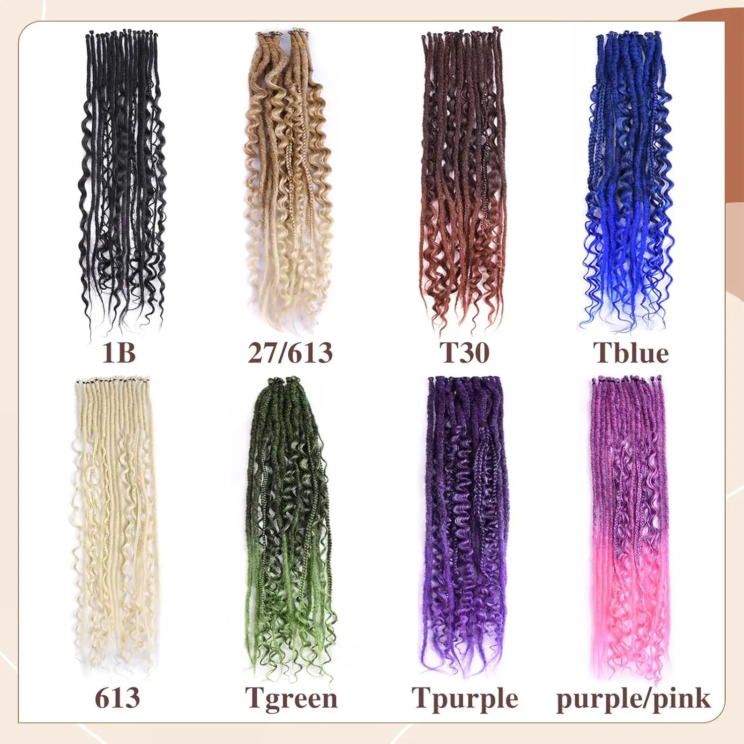 Synthetic SE Dreadlocs Braids Hair Extensions, 24 Inch 8 Strands/Lot 3 In 1 Mixed Hippie Style Single End Dreadslocks for Women thumbnail 4