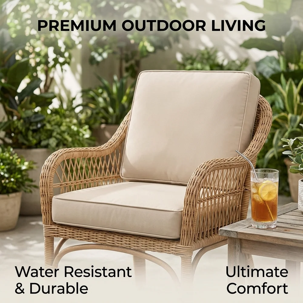 Windproof Water Resistant Patio Chair Seat Covers – 10 Sizes , Patio Cushion Slipcovers Replacement for Garden Furniture