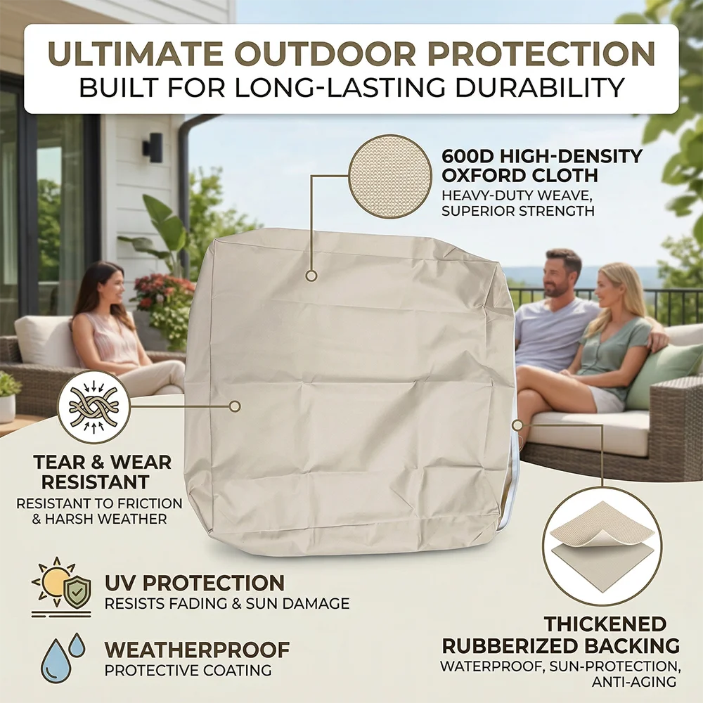 Replacement Patio Cushion Covers, 10 Size Options – Water Resistant Patio Chair Seat Covers, Universal Patio Cushion Slipcovers thumbnail 5