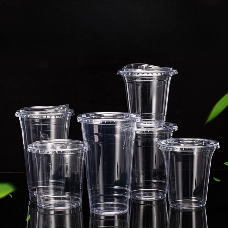 10pcs Plastic Cup with No Straw Mouth Direct Drinking Transparent Disposable Coffee Cup Suitable for Smoothies Cold Drinks Milk thumbnail 2