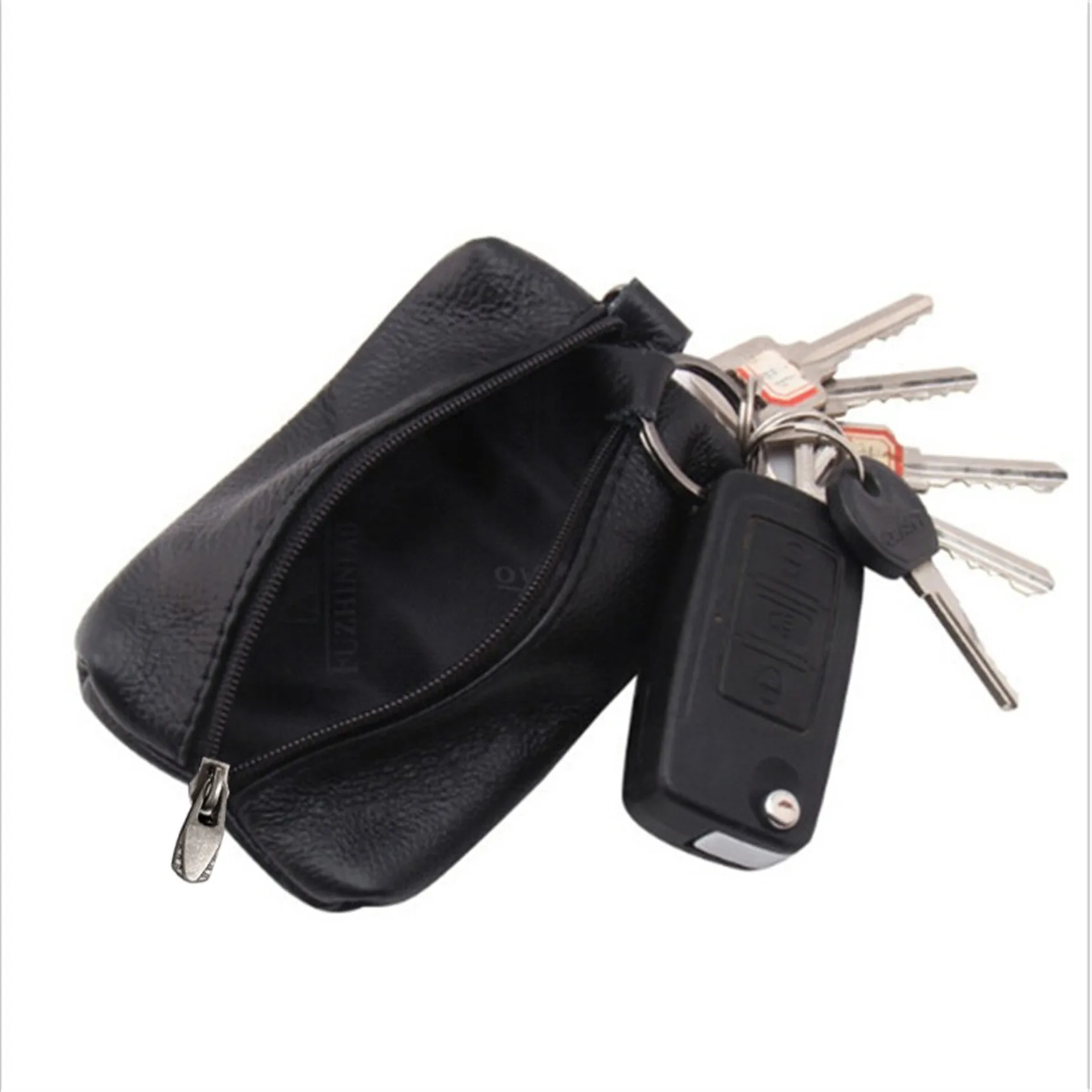 Car Key Cover Leather Ladies Wallets Key Holder Housekeeper Covers Zipper Bag Keychain Cover For Keys Organizer Card Bag Gifts thumbnail 2