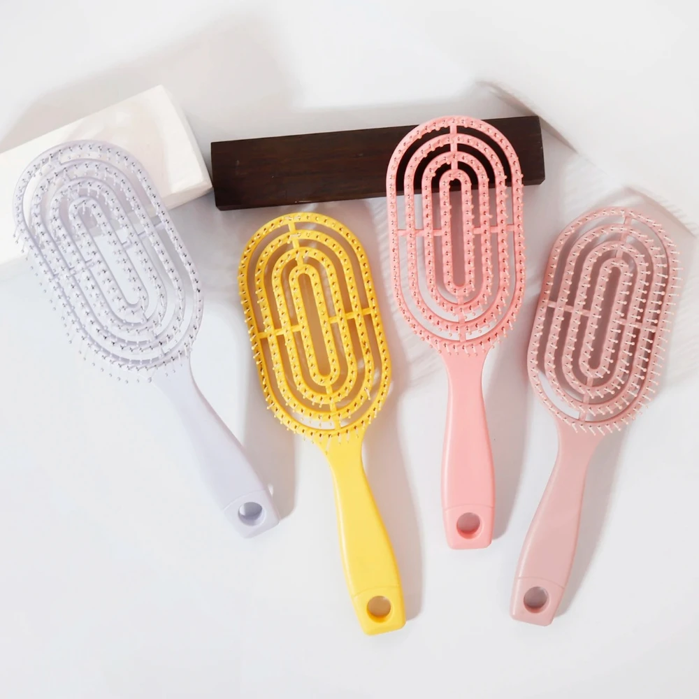 Relaxing Elastic Massage Comb Portable Hollow Comb Scalp Massage Brush Salon Styling Tool Oval Comb Special for real hair wigs thumbnail 2