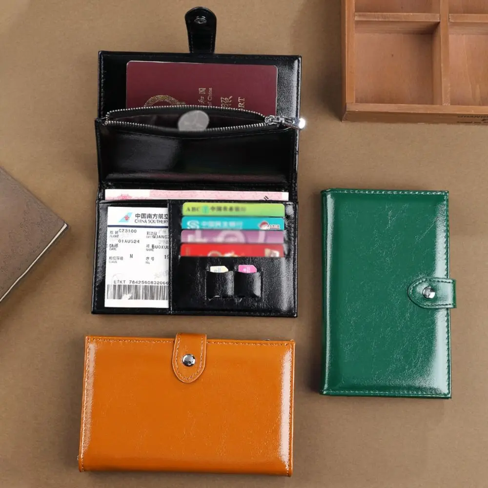 Card Holder PU Leather Passport Bag Purse Passport Cover Passport Clip Card Case Airplane Check-in Storage Card Bag thumbnail 5
