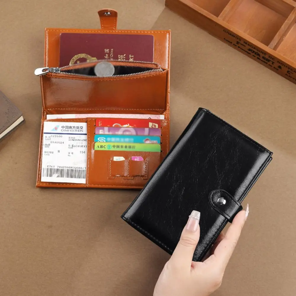 Card Holder PU Leather Passport Bag Purse Passport Cover Passport Clip Card Case Airplane Check-in Storage Card Bag thumbnail 3