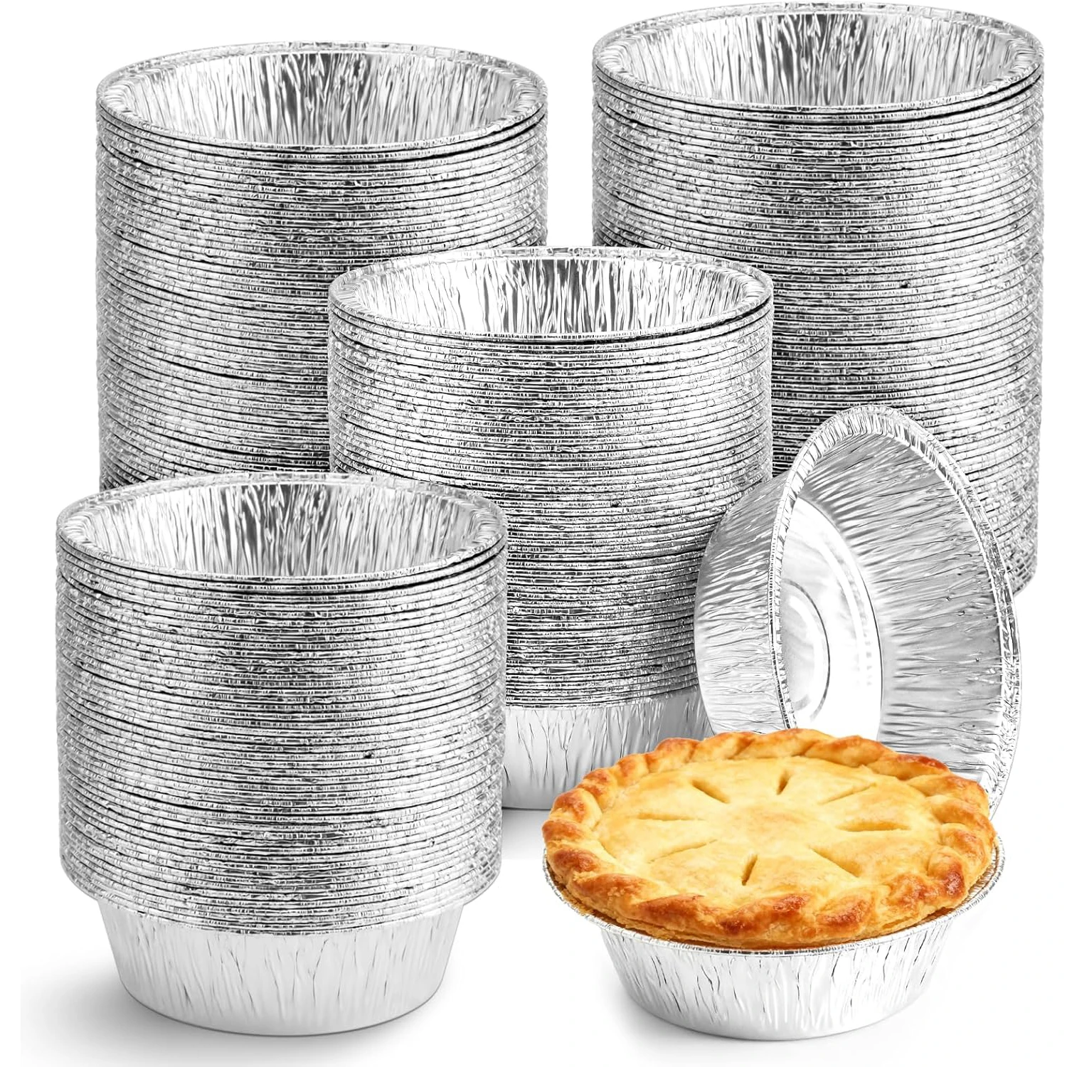 100PCS Aluminum Foil Egg Tart Molds Pie Tins Pans Tinfoil Cupcake Circular Baking Cup Quiche Pans for Air Fryer Oven Baking