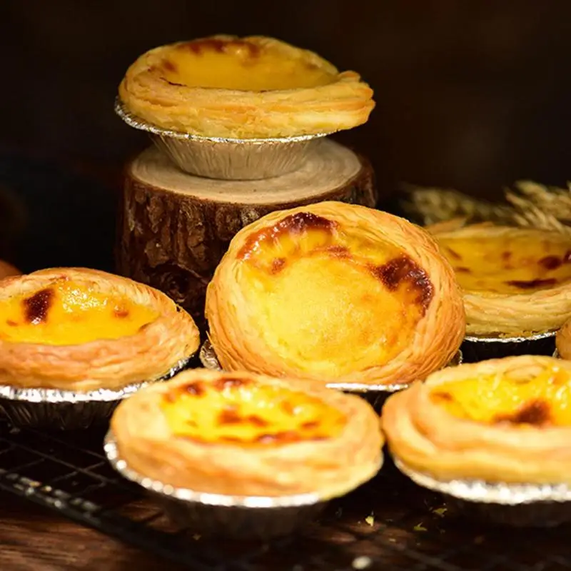 100PCS Aluminum Foil Egg Tart Molds Pie Tins Pans Tinfoil Cupcake Circular Baking Cup Quiche Pans for Air Fryer Oven Baking thumbnail 5