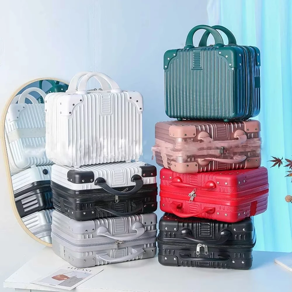 14 Inch Lightweight Mini Travel Suitcase - Waterproof Cosmetic Box Hand Luggage Organizer Portable Small Boarding Makeup Case