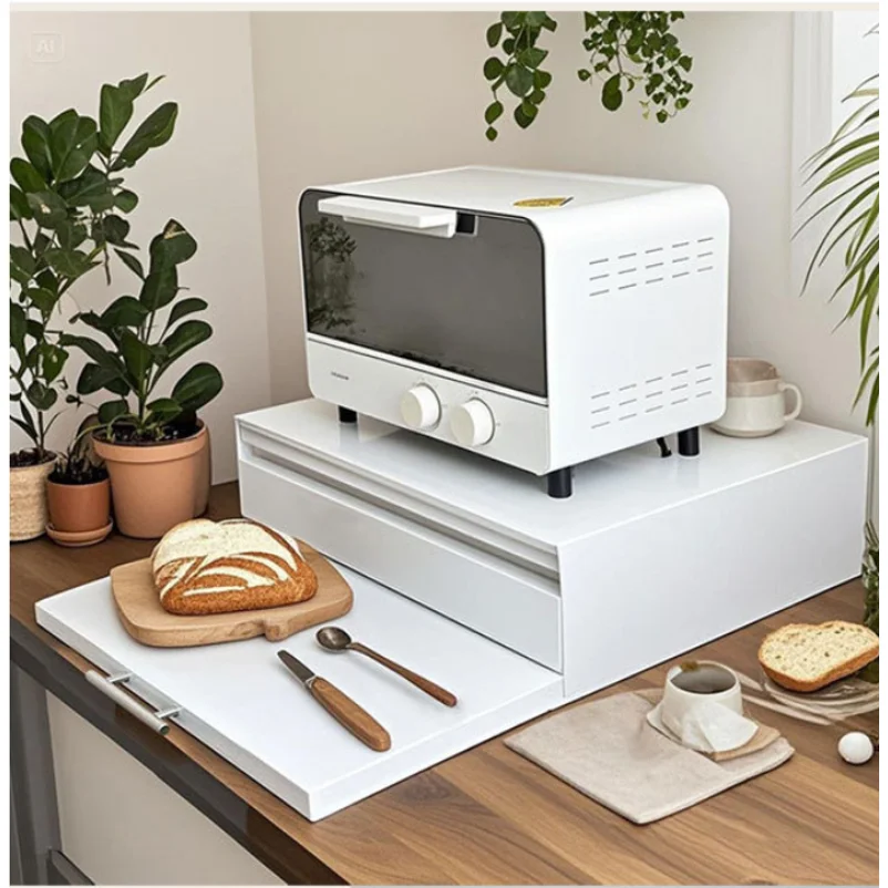 New Microwave Storage Rack Multi-Layer Carbon Steel Organizer Space Saving Pull-Out Drawer Shelf Adjustable Kitchen Rack