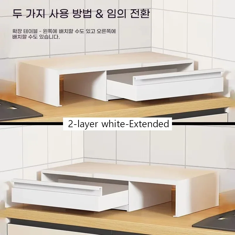 New Microwave Storage Rack Multi-Layer Carbon Steel Organizer Space Saving Pull-Out Drawer Shelf Adjustable Kitchen Rack thumbnail 5