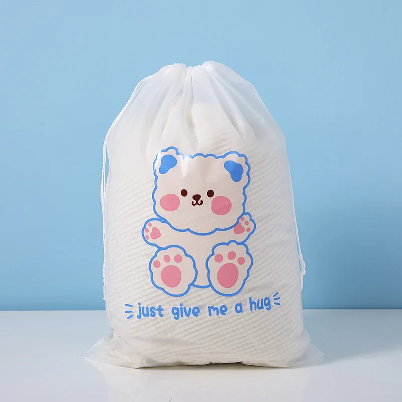 5 Clear Plastic Drawstring Bags, Frosted PE Cartoon Storage Pouches, Travel Shoe Clothes Storage Bag for Shoes Travel Organizer thumbnail 2