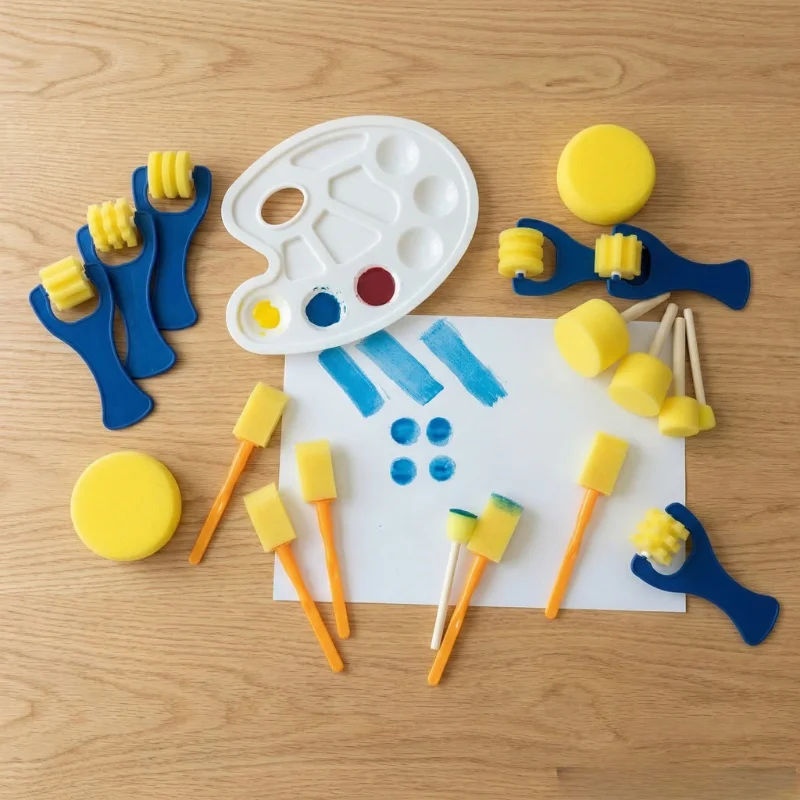 14Pcs Sponge Painting Brushes, Stamps & Rollers for Art Class DIY, Washable Reusable, Strong Absorption Even Color thumbnail 3