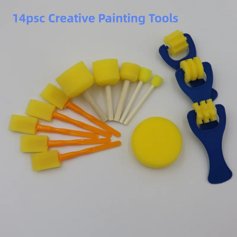 14Pcs Sponge Painting Brushes, Stamps & Rollers for Art Class DIY, Washable Reusable, Strong Absorption Even Color thumbnail 5