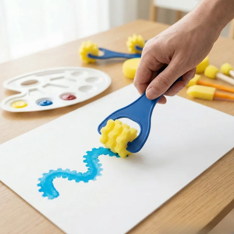 14Pcs Sponge Painting Brushes, Stamps & Rollers for Art Class DIY, Washable Reusable, Strong Absorption Even Color thumbnail 4