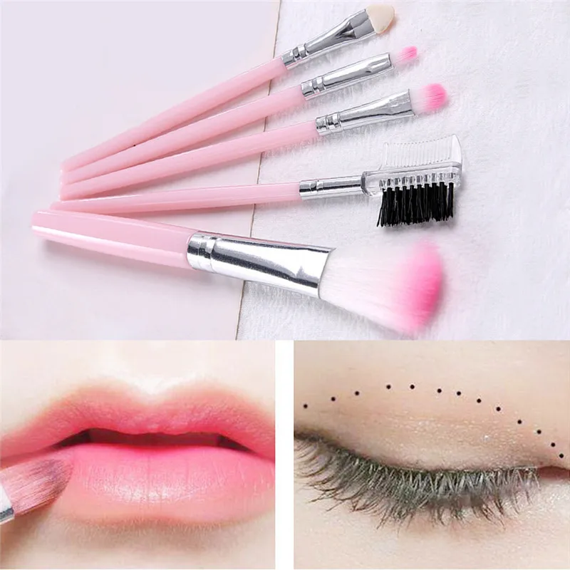 5Pcs Women Makeup Brush Eye Shadows Lipsticks Cosmetic Brushes Tools Set thumbnail 2
