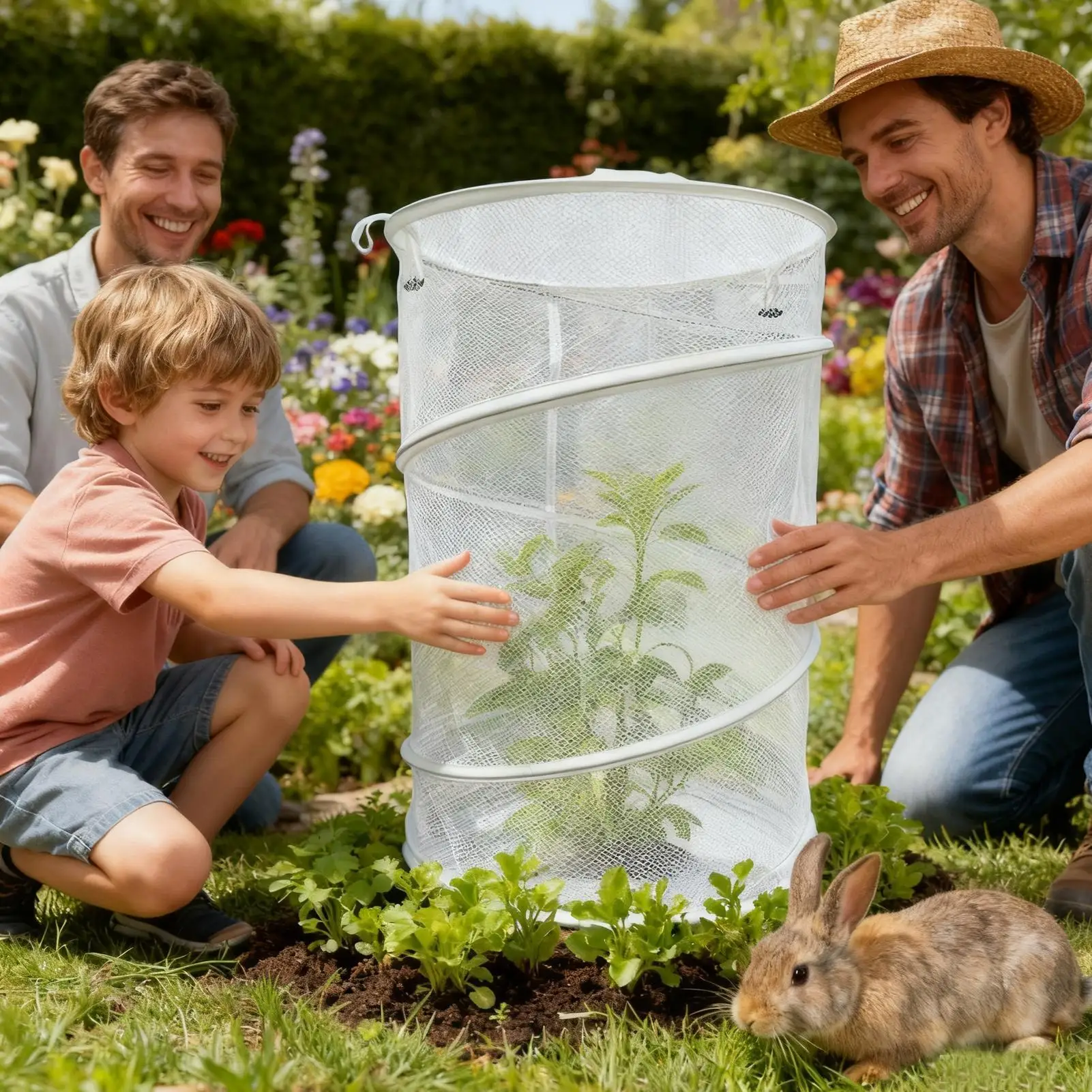 Garden Plant Protector Pop-up Plant Cover With 4 Ground Pegs And 6 Tag Cards Reusable Garden Mesh Protector For Outdoor Yard thumbnail 3
