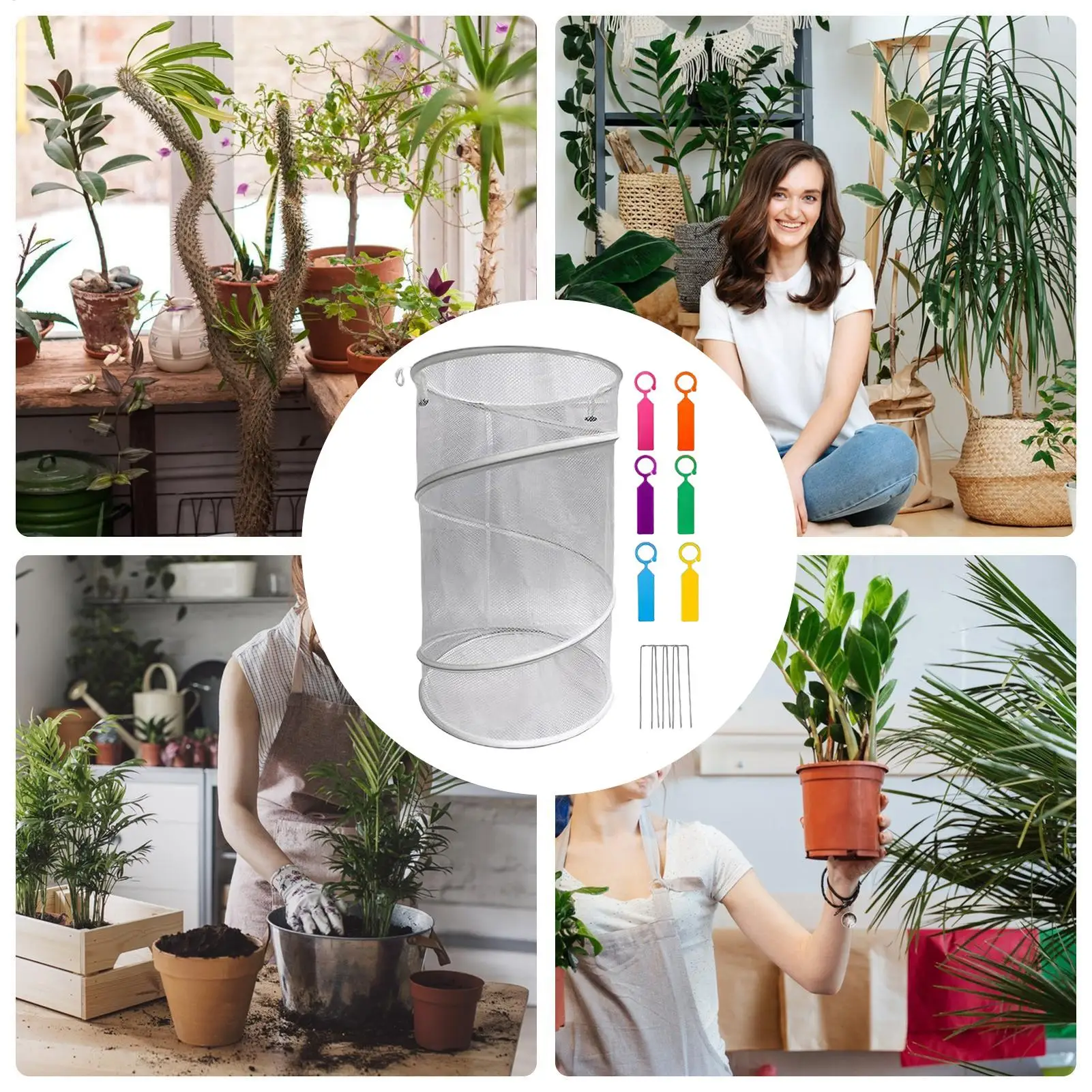 Garden Plant Protector Pop-up Plant Cover With 4 Ground Pegs And 6 Tag Cards Reusable Garden Mesh Protector For Outdoor Yard thumbnail 4