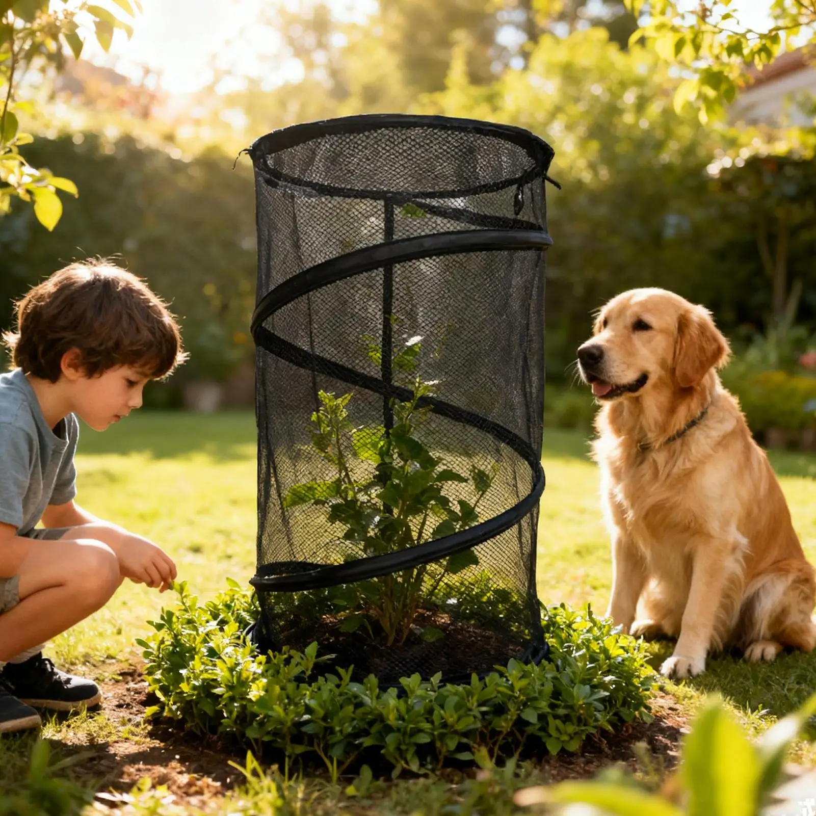 Garden Plant Protector Pop-up Plant Cover With 4 Ground Pegs And 6 Tag Cards Reusable Garden Mesh Protector For Outdoor Yard thumbnail 2
