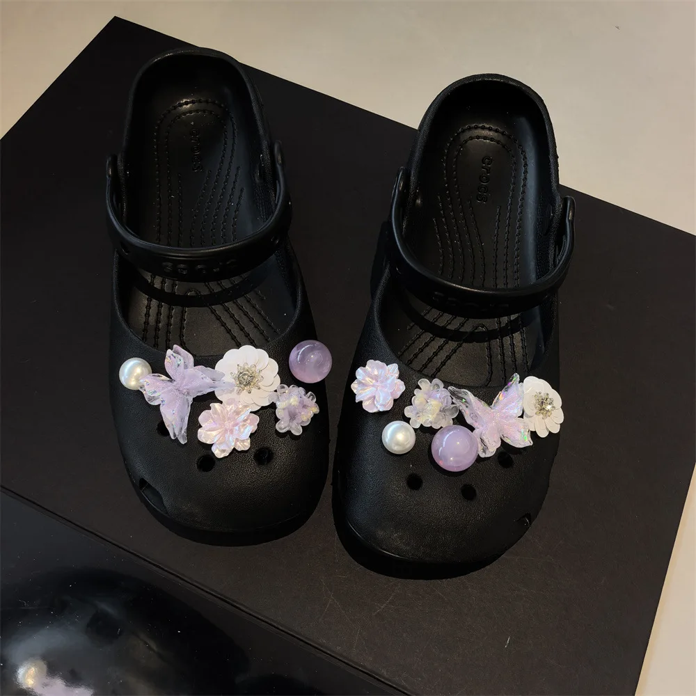 DIY Shoe Decoration Pendant Set Women'S Retro Ballet Shoe Charm Fashion Clogs  Decorative Beaded Flower Shoes  Accessories