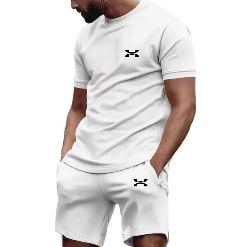 new men's sportswear short sleeved T-shirt and sports shorts summer casual jogging pants set men's two-piece set thumbnail 2
