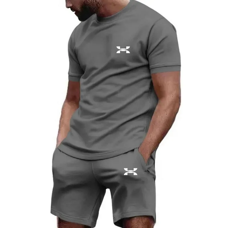 new men's sportswear short sleeved T-shirt and sports shorts summer casual jogging pants set men's two-piece set thumbnail 6