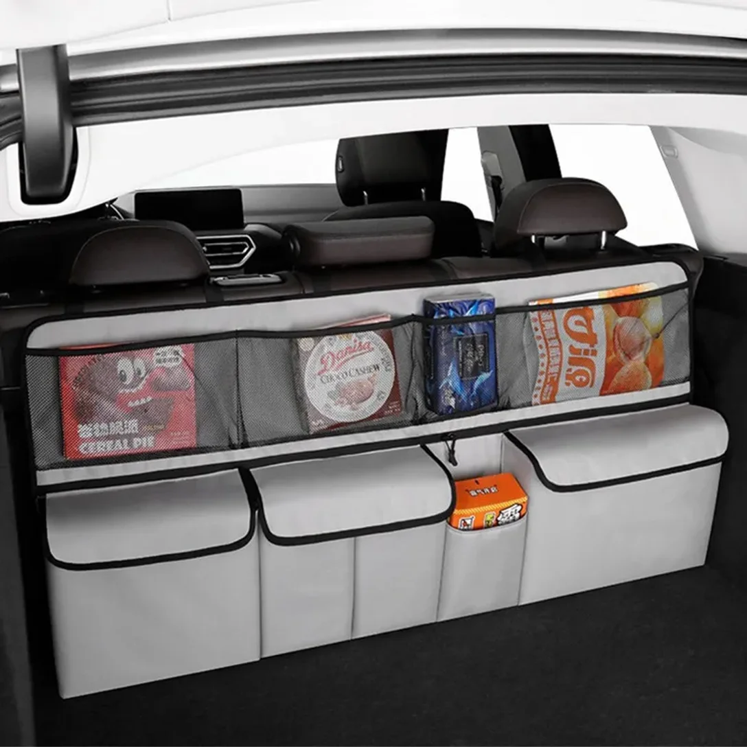 Car trunk storage bag SUV car seat back hanging bag Multi functional storage mesh bag Car interior storage items