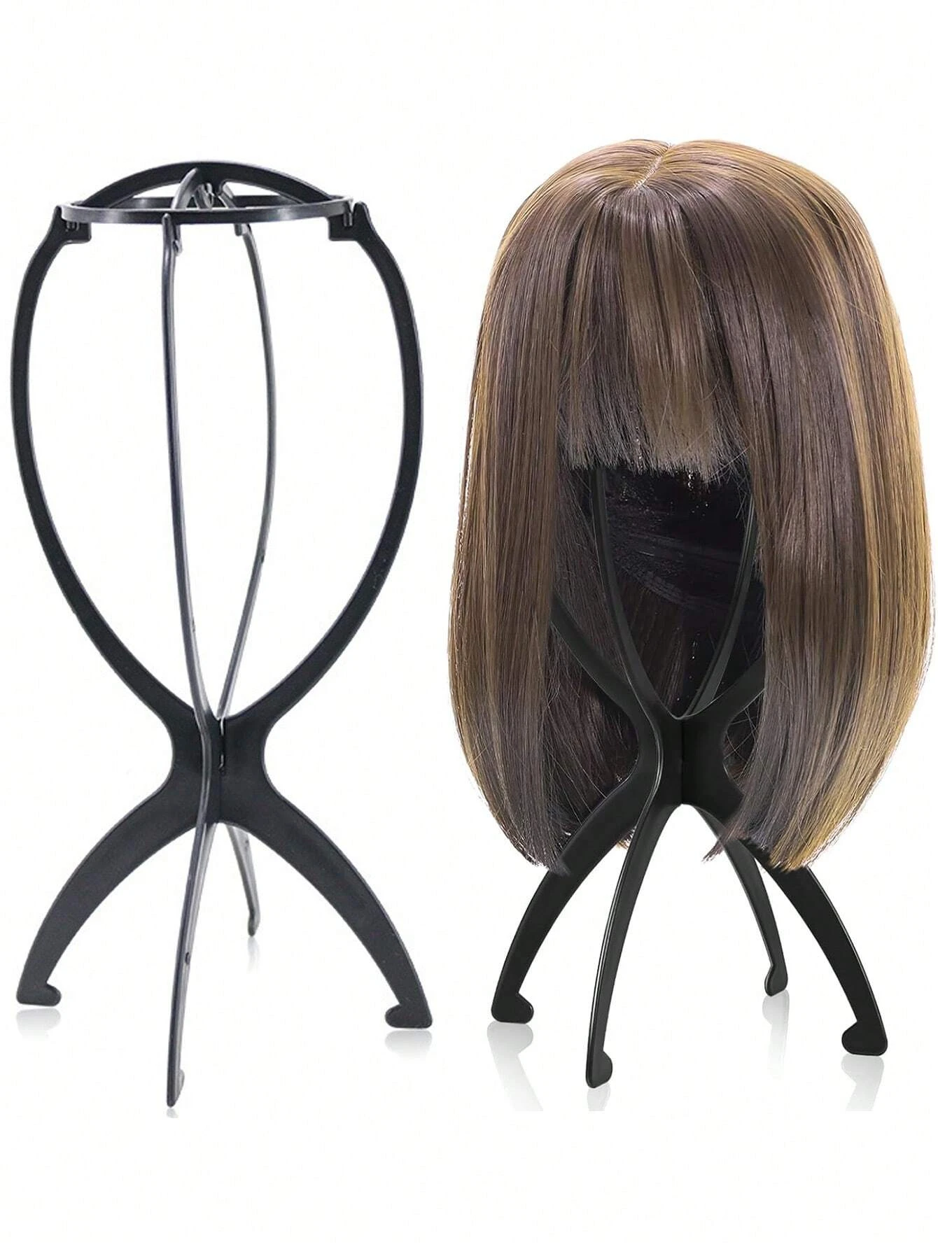 1/2/3pcs Folding Wig Stand Plastic Portable Hat Display Stand Adjustable Durable Barbershop Fashion Model Holder Home Salon Use