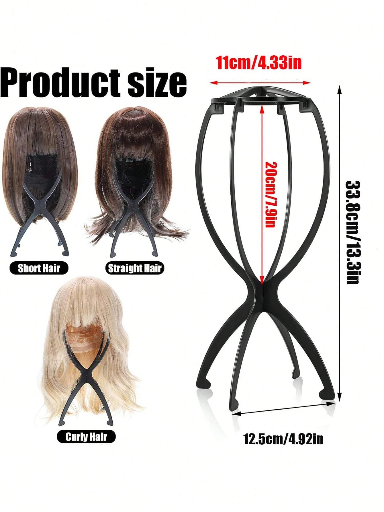 1/2/3pcs Folding Wig Stand Plastic Portable Hat Display Stand Adjustable Durable Barbershop Fashion Model Holder Home Salon Use thumbnail 4