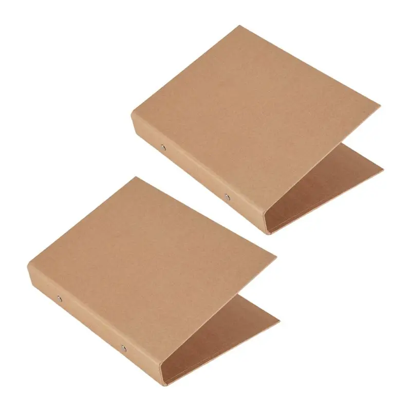 L07A-2Pcs A5 Kraft Paper Binder Tray A5 Kraft Paper Folders With 2 Rings To Add Loose Sheets thumbnail 5