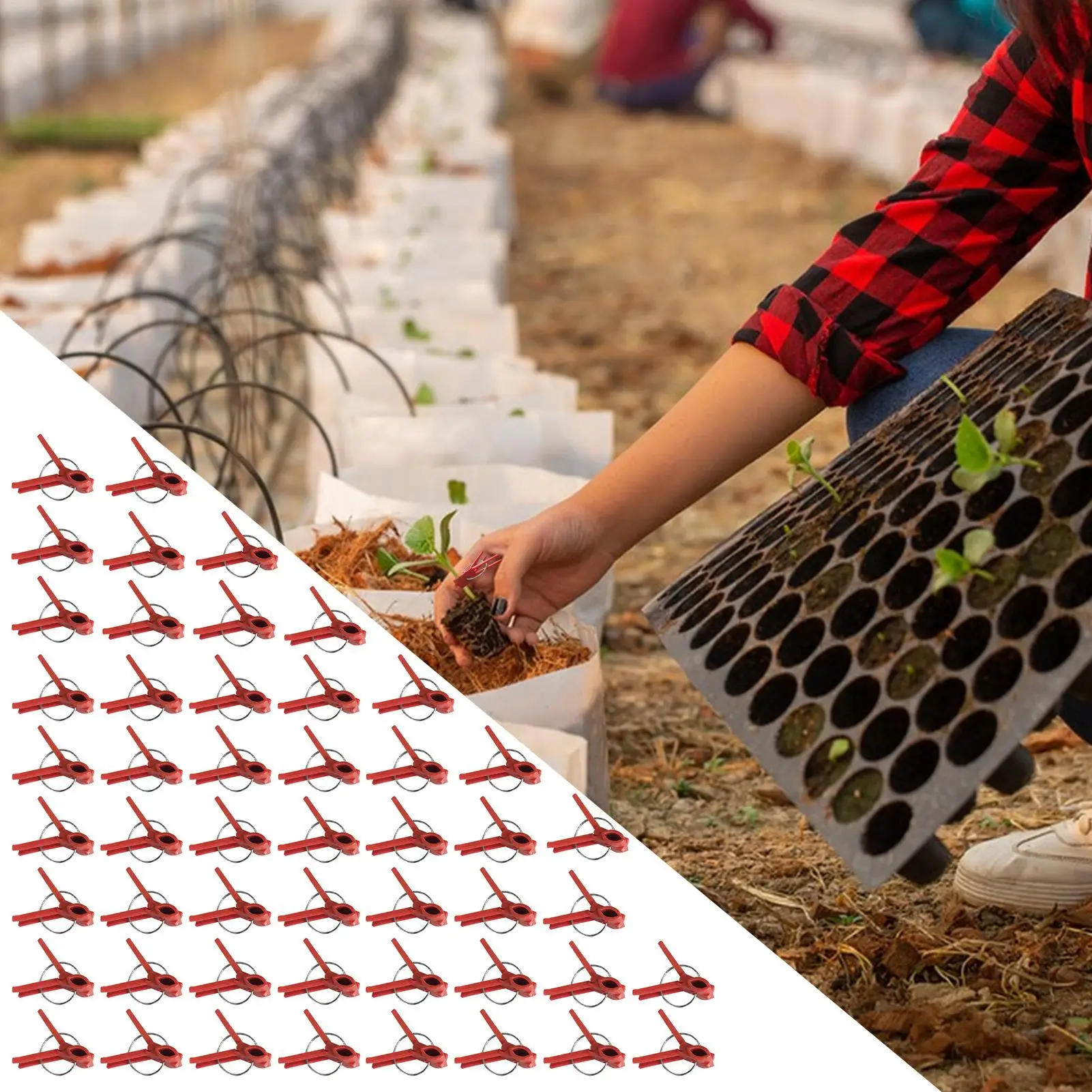 Vegetable Grafting Clips 50 Pcs Plant Trellis Connector Clip Falt Mouth Hooks Connecting Plastic Clips For Watermelon Gardening thumbnail 4
